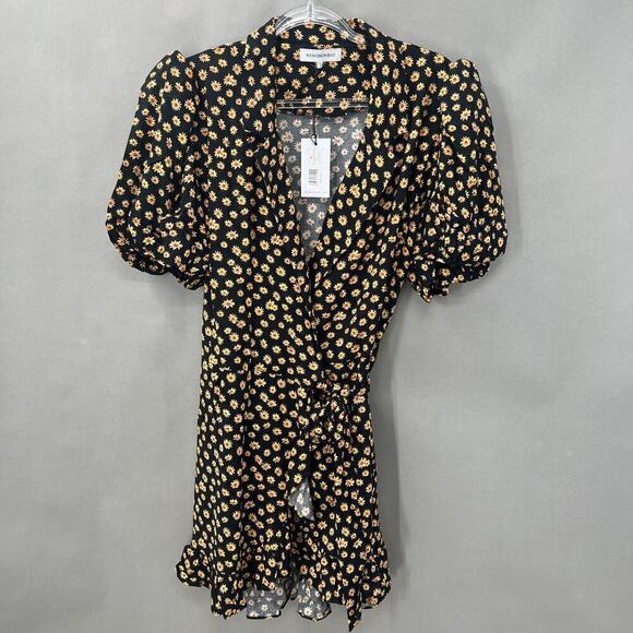 7. WeWoreWhat Wrap Mini Dress Womens XL Ditsy Daisies Cottagecore Glam Chic - Picture 2 of 6